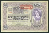 q338 AUSTRIA UNGARIA 10000 KRONEN COROANE 1918 SUPRATIPAR D&Ouml; 1919 NECIRCULATA UNC