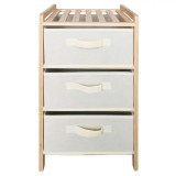 Etajera din lemn Shopiens&reg; cu sertare textile, pentru baie, 3 nivele, 32x26x60 cm