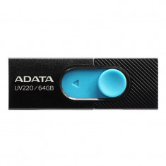 MEMORIE USB 2.0 ADATA 64 GB retractabila carcasa plastic negru / albastru AUV220-64G-RBKBL