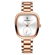 Ceas de dama Poedagar CS1893, otel inoxidabil, rose gold, cadran alb