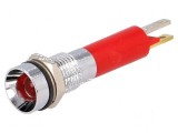 Lampă LED concav roşie 24VDC &Oslash;8mm IP67 &Oslash;LED 5mm