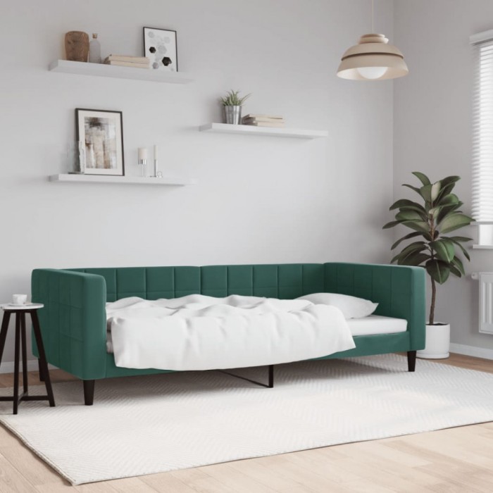 vidaXL Cadru de pat, verde &icirc;nchis, 90x200 cm, catifea 354010