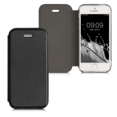 Husa pentru Apple iPhone 5 / iPhone 5s / iPhone SE, Piele ecologica, Negru, 17148.01 foto