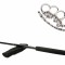 Set baston telescopic negru 50 cm + pumnal/box craniu argintiu