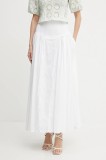 Bardot fustă din bumbac culoarea alb, maxi, evazati, 59863SB