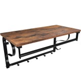 VASAGLE Cuier de perete cu raft de depozitare si sina, 5 carlige, 30x60x32 cm, maro rustic Household NewTrend