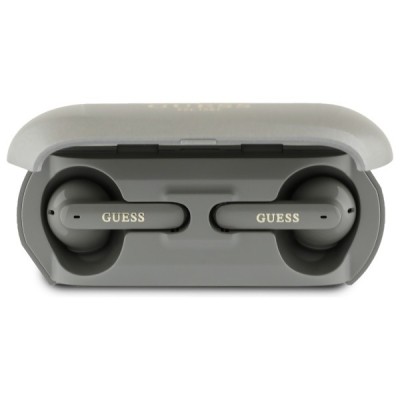 Handsfree Bluetooth Guess Elongated Metallic Printed Logo, TWS, Gri foto