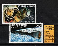 Timbre Djibouti, 1985 | 25 ani de zbor uman &icirc;n spaţiu - Cosmos | MNH | aph