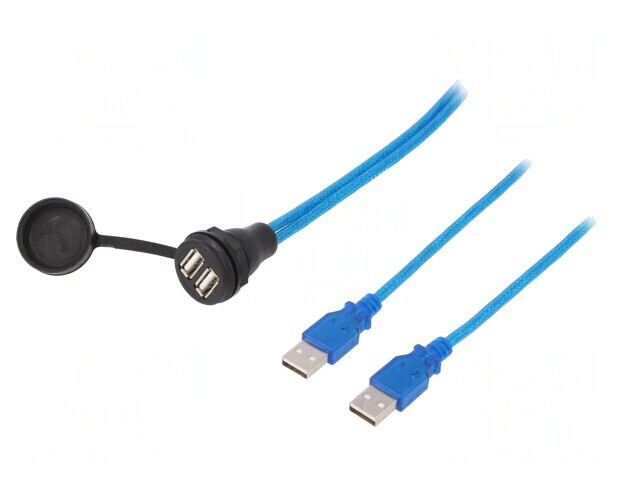 Cablu-adaptor USB A x2 Soclu și x2 Mufă USB 2.0 IP67