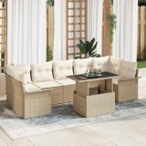 Cumpara ieftin Set de canapele pentru grădină cu pernă 8 pcs Bej Rattan poli