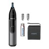 Trimmer Nas/Urechi Philips NT3650/16, Otel, Baterii, Negru, Sprancene, Nas, Urechi, 2 Capete