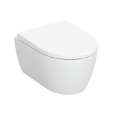 Set vas wc suspendat, Geberit, iCon, compact, rimless, cu capac soft close și quick release, alb