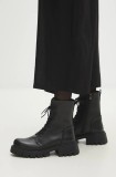 Answear Lab bocanci femei, culoarea negru, cu platforma
