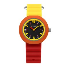 Ceas Copii Sanda 9108 Rosu-Galben , Design Fashion, Analog, Rezistent la Apa 3ATM