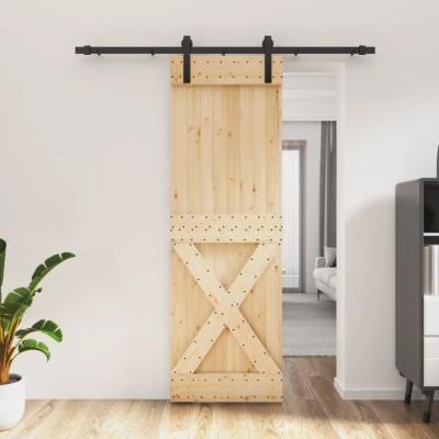 Ușă glisantă cu set de feronerie 70x210 cm, lemn masiv de pin foto