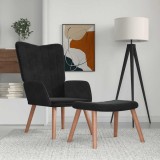 VidaXL Scaun de relaxare cu taburet, negru, catifea