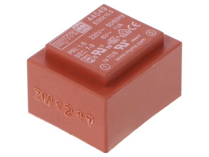 Transformator &icirc;ncapsulat 1VA 230V 6V PCB