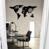 Decoratiune de perete, World Map 5, Metal, Dimensiune: 135 x 72 cm, Negru, Enzo