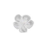 Floare din organza cu margele pentru cusut sau lipit pe haine, diametru 4.5 cm, Alb