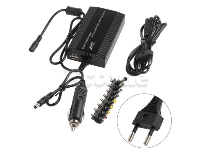 Incarcator Laptop Universal 8 mufe 100W Priza si Bricheta Autoturism 12V &ndash; 19V &ndash; 20V &ndash; 24V