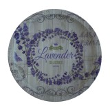 Farfurie metalica rotunda tip tava Pufo Purple lavender pentru servire desert, prajituri, aperitive, 33 cm