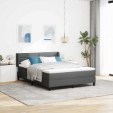 Pat cu boxă și saltea, gri &icirc;nchis, dimensiuni 160 x 200 cm, material textil.
