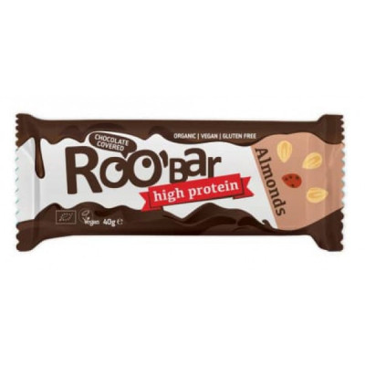 Baton Proteic cu Migdale Invelit in Ciocolata Bio 40 grame Roobar foto