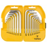 Set chei hexagonale si Torx Topex, 18 piese, otel crom-vanadiu