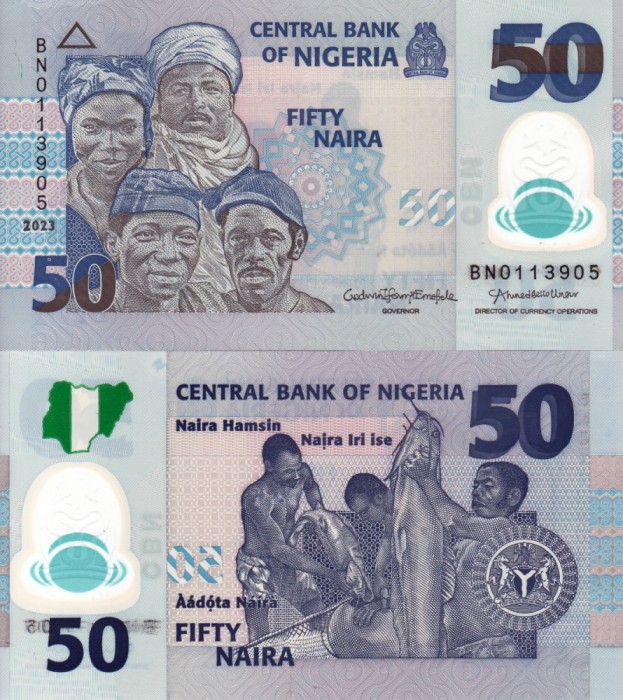NIGERIA 50 naira 2023 polymer UNC!!!