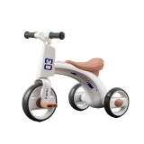 Tricicleta pentru Copii, Exercitiu de Echilibru, pentru 1-6 Ani, Functie de Lumini si Sunete, cu Pedale, Roti Gonflabile, Alb