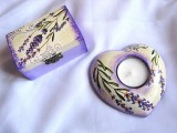 set cadou ,cutie si suport lumanare cu lavanda 25803