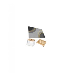 Covoras pentru baie ultra absorbant, anti-alunecare, 50 x 80 cm si sapuniera si cutie betisoare urechi