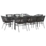 Gossi set de sufragerie de gradina 9 piese neagra sticla polirattan
