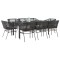 Gossi set de sufragerie de gradina 9 piese neagra sticla polirattan