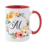 Cana maner rosu personalizata cu initiala M, INOVATIX&reg;. 330ml, Oem