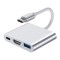 Adaptor multifunctional 3 in 1 USB-C la HDMI Techstar&reg; DJ3IN1, HDMI 4K, 1 x USB 3.0, 1 x USB C, PD Port, Argintiu