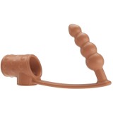 Manșon pentru penis cu plug anal PRETTY LOVE Rilley Penis Sleeve, din TPE, rezistent la apă, culoarea pielii