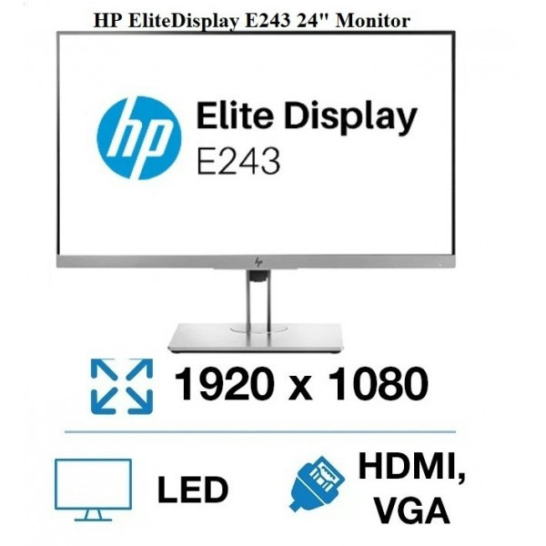 Monitor Desktop SH - HP EliteDisplay E243 24 inch FHD 1920 x 1080 VGA HDMI DisplayPort