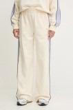 P.E Nation pantaloni de trening din bumbac Align culoarea bej, cu imprimeu, 253P173