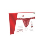 Cumpara ieftin Brazilian Panty Red INTT, cu inel de Perle stimulatoare și Lubrifiant cu aromă de căpșuni 50ml