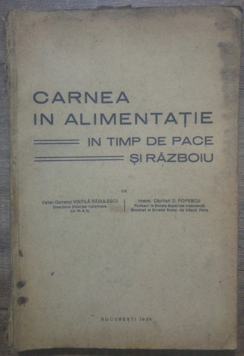 Carnea in alimentatie in timp de pace si razboiu// 1935