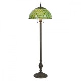 Lampadar cu baza din polirasina neagra si abajur sticla verde Tiffany &Oslash; 51 cm x 165 h