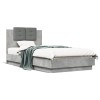 VidaXL Cadru de pat cu tăblie și lumini LED, gri beton, 75x190 cm 3210069