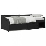Gossi pat de zi cu 3 sertare fara saltea &bdquo;irun&rdquo; negru 90x200 cm