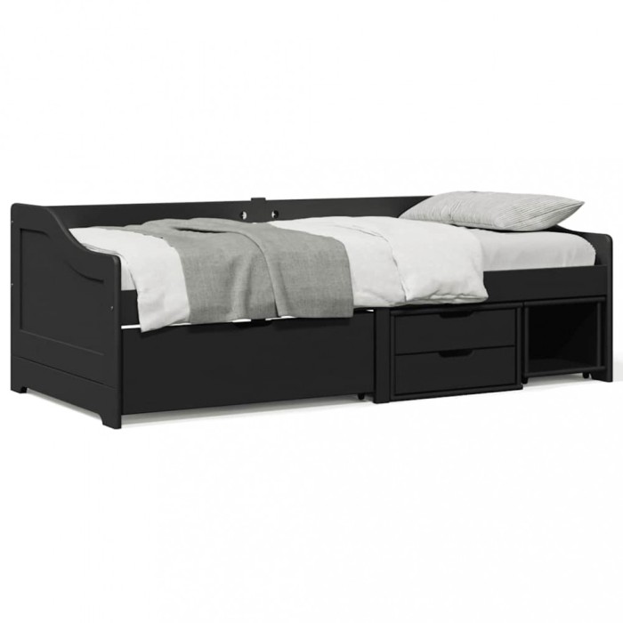 vidaXL Pat de zi cu 3 sertare fără saltea &bdquo;IRUN&rdquo; Negru 90x200 cm