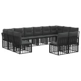 vidaXL Set de canapele de exterior 6 pcs Negru și Gri &icirc;nchis Poliester 3437577