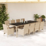 Set mobilier de gradina cu perne 11 piese bej poliratan&amp;sticla GartenMobel Dekor, vidaXL