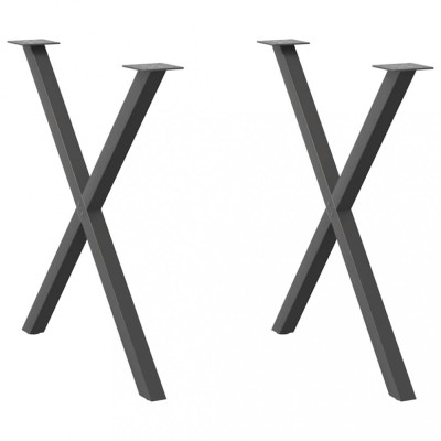 vidaXL Picioare de masă &amp;icirc;n formă de X, 2 buc., antracit, 80x(72-73) cm, oțel 4012922 foto
