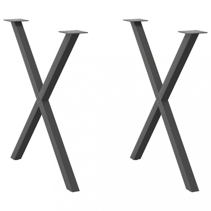 vidaXL Picioare de masă &icirc;n formă de X, 2 buc., antracit, 80x(72-73) cm, oțel 4012922