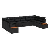 Cumpara ieftin Set de canapele pentru gradina 10 buc. Negru Rattan poli